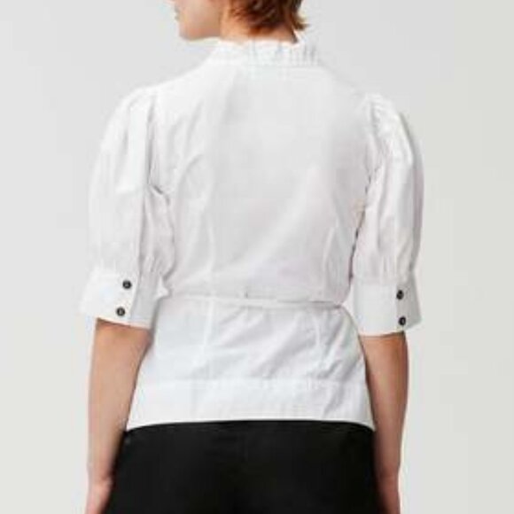 GANNI WRAP TOP This elegant white top  blouse cotton poplin  size 40 / US 8-10 - Picture 2 of 10